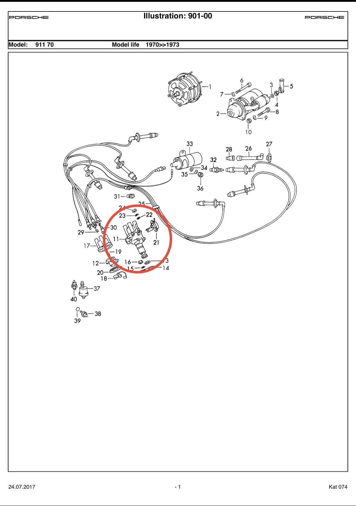 Bosch distributor for Porsche 911 2.4T (1972-73)