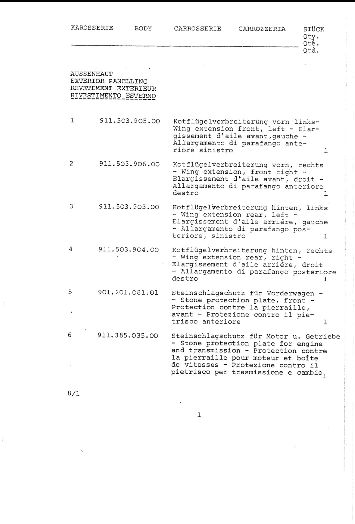 Complete set of Chesterton Coachworks English Wheel-rolled steel arches (F&R) for Porsche 911 ST (1972 MY)