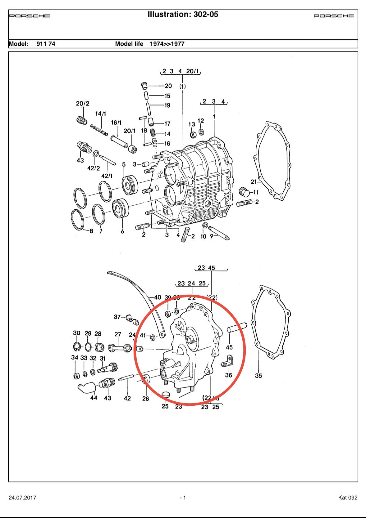 Genuine Porsche transmission end cover for type 915 gearbox