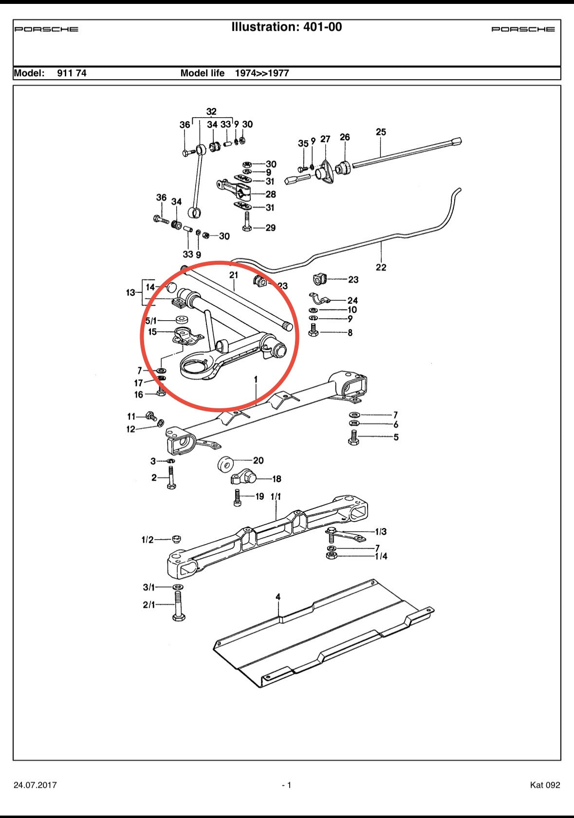 Genuine Porsche front A-arm (LH) for 911 (1972-89)