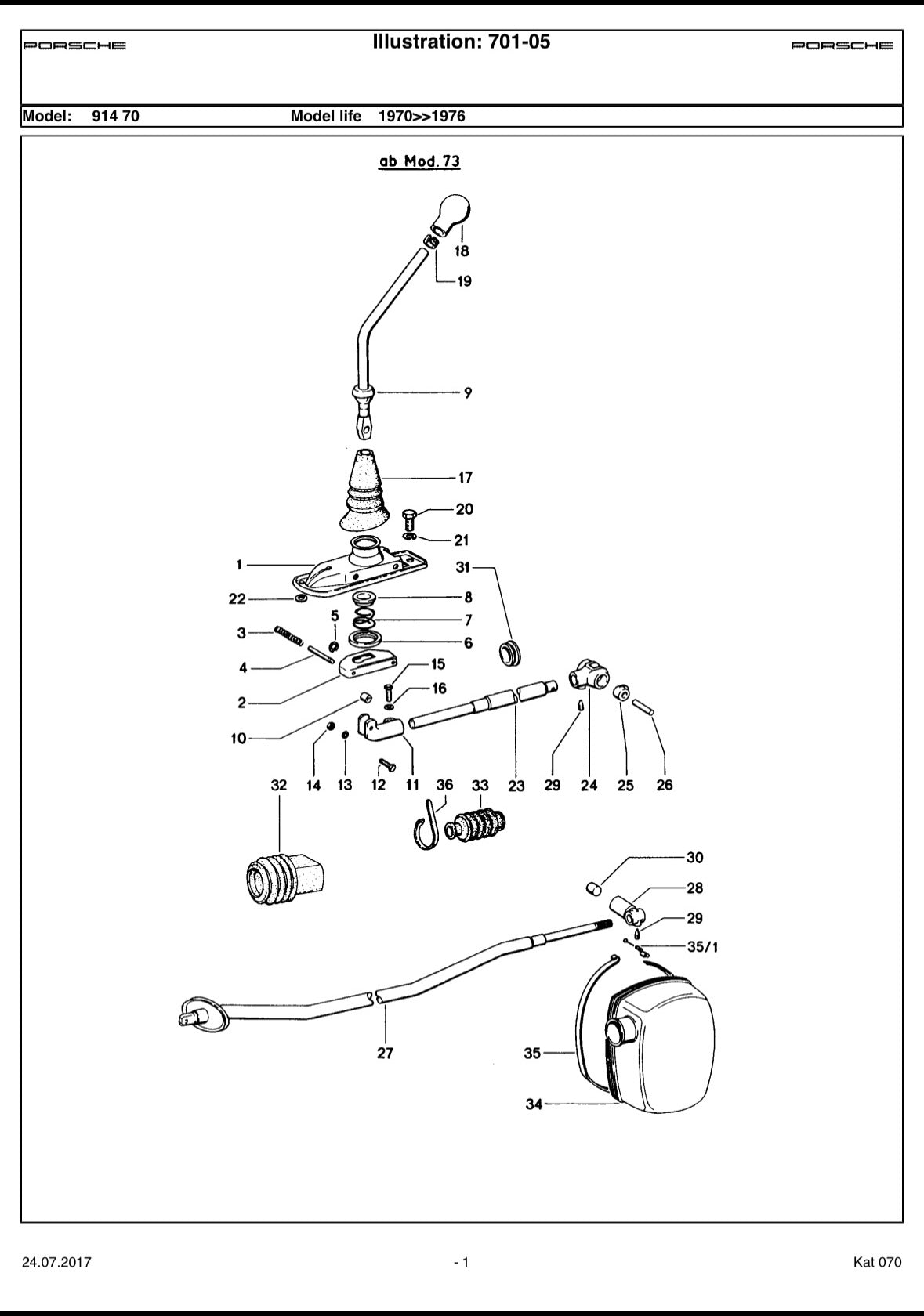 Genuine Porsche shifter for 914 (1973-on)