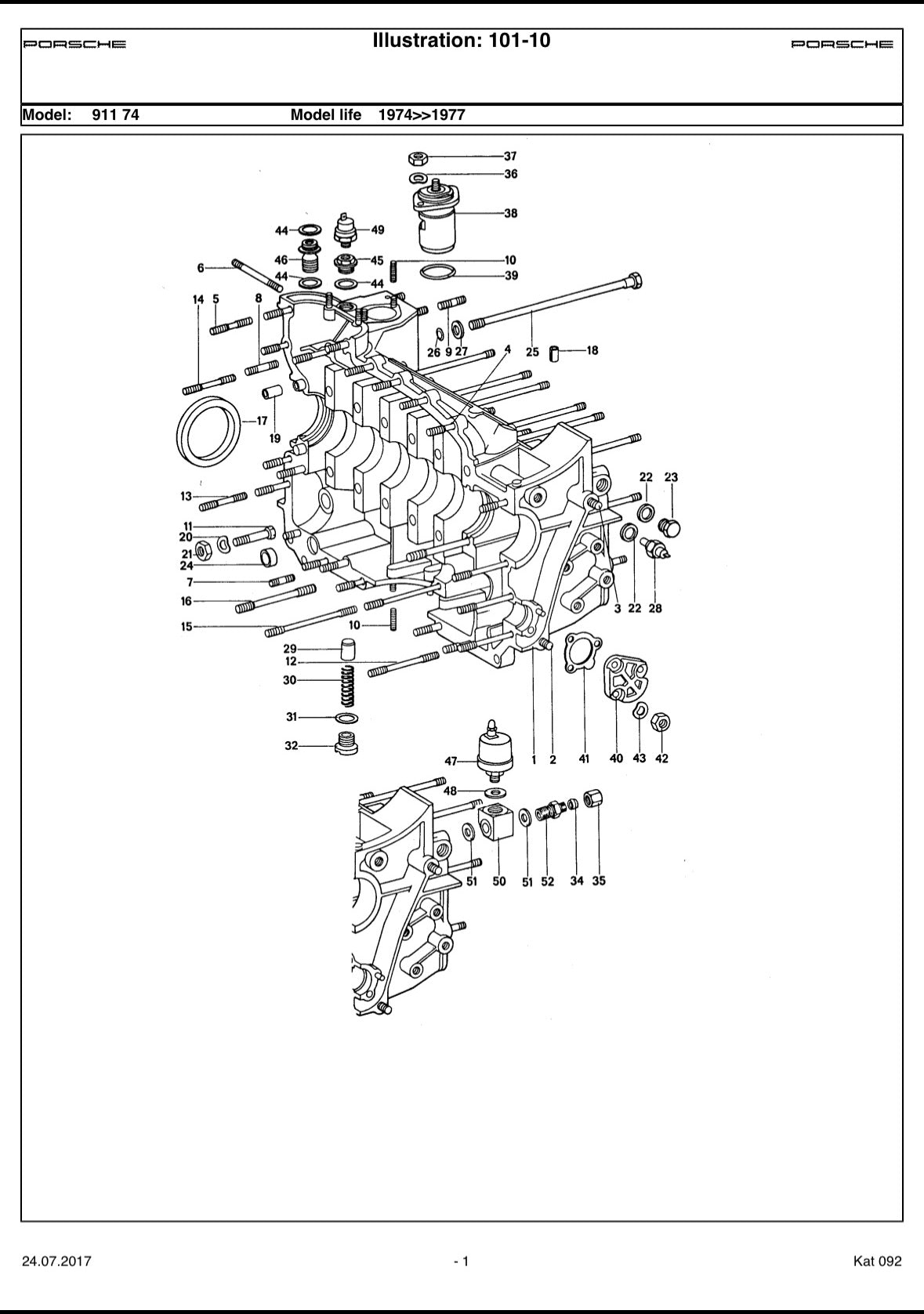 Pair of Porsche type 911/84 crankcases for 911 G-model 2.7l S (1976 MY / California)