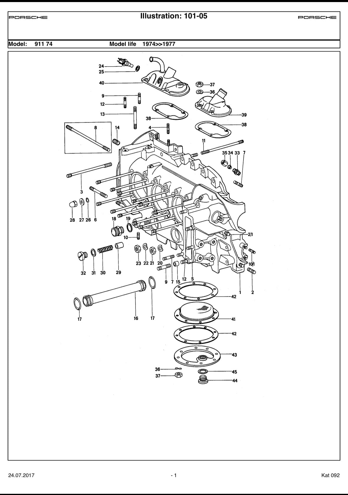Pair of Porsche type 911/84 crankcases for 911 G-model 2.7l S (1976 MY / California)