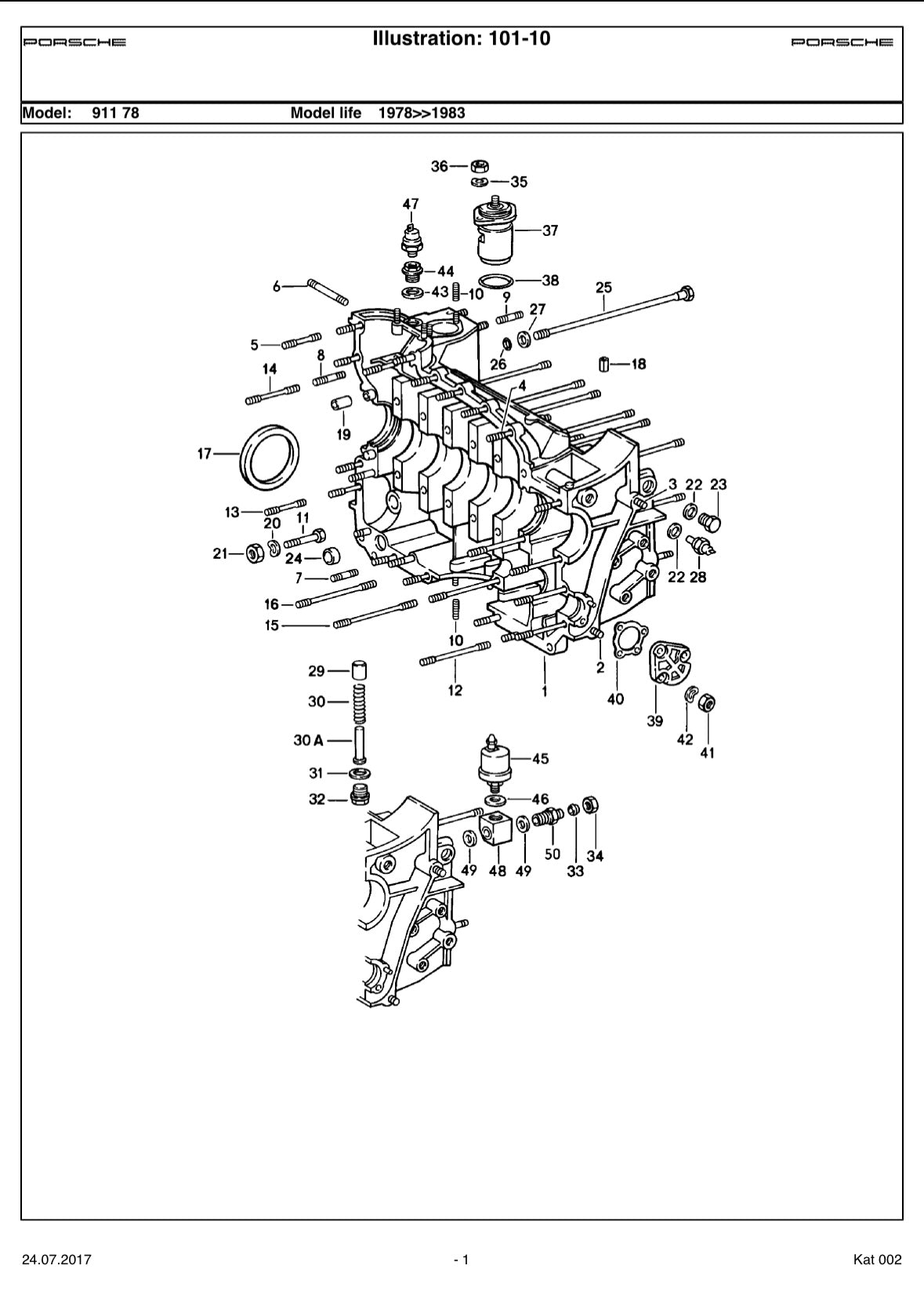 Pair of Porsche type 930/64 crankcases for 1979 MY 3.3 turbo