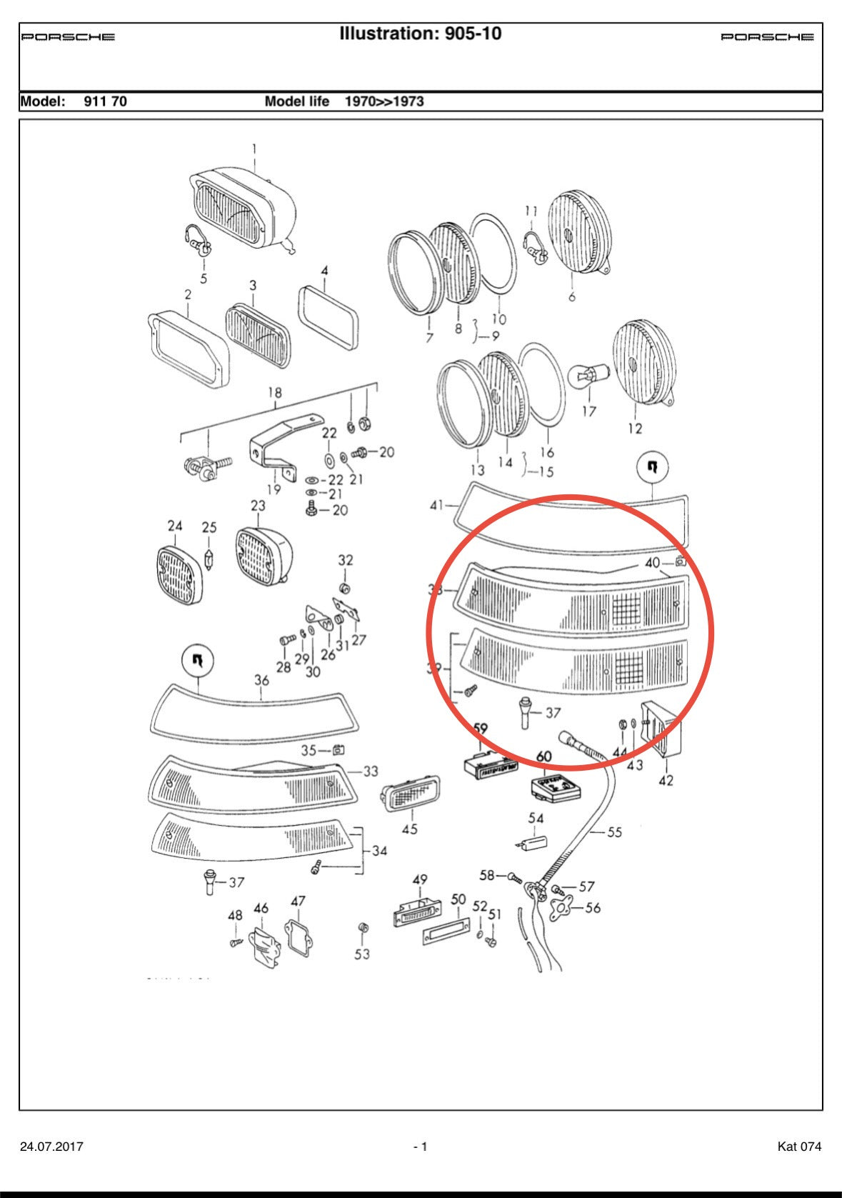 Pair of genuine Porsche 911/912 rear turn indicator lenses (US)