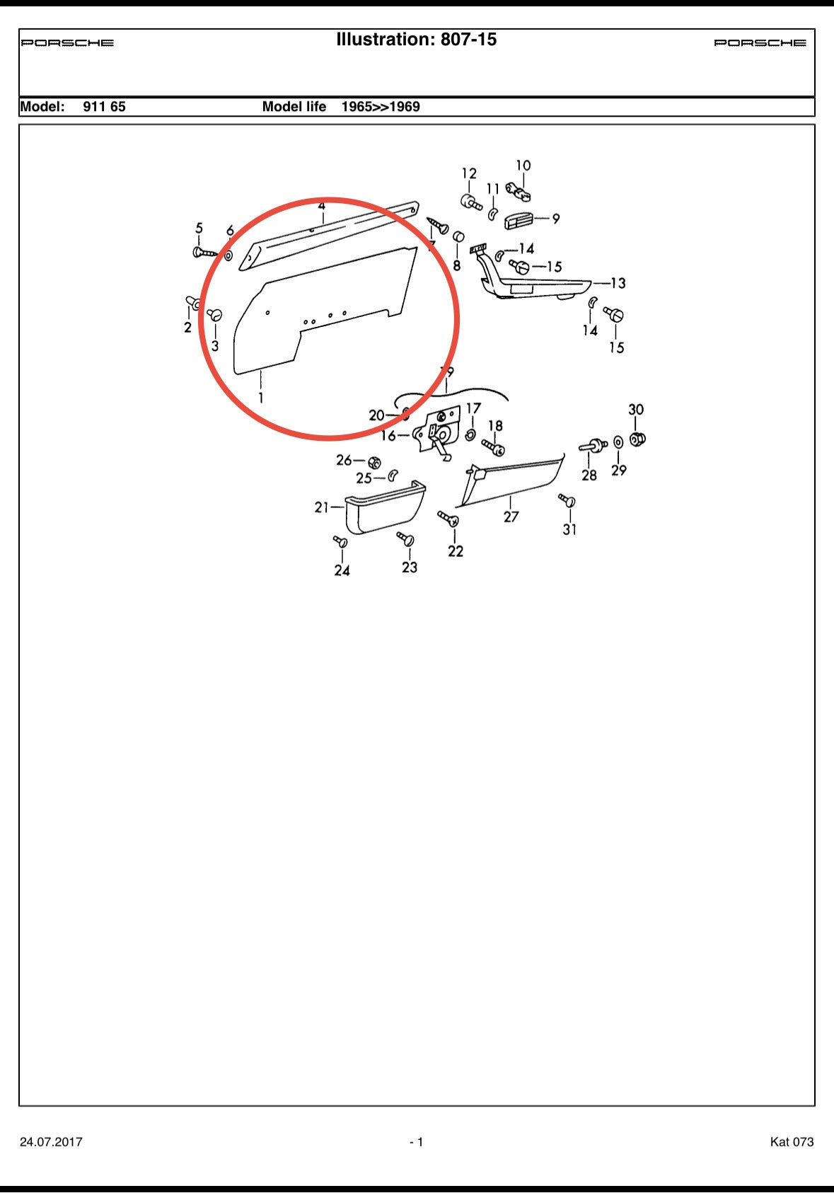 Pair of genuine Porsche door cards for 911 F-model (LHD) (1965-1973)