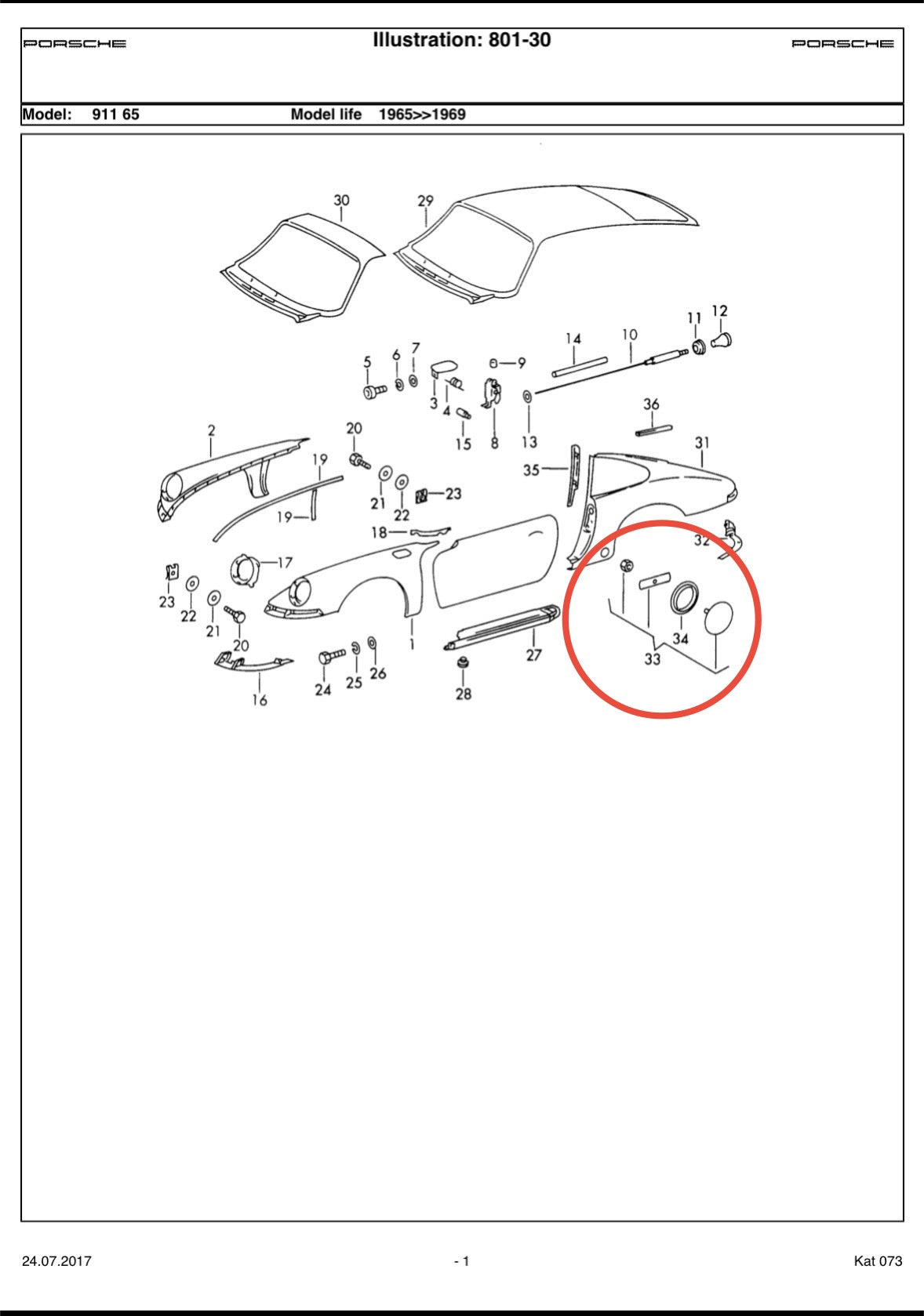 Pair of genuine Porsche torsion bar covers for 911/912 F- & G-model (1965-86)