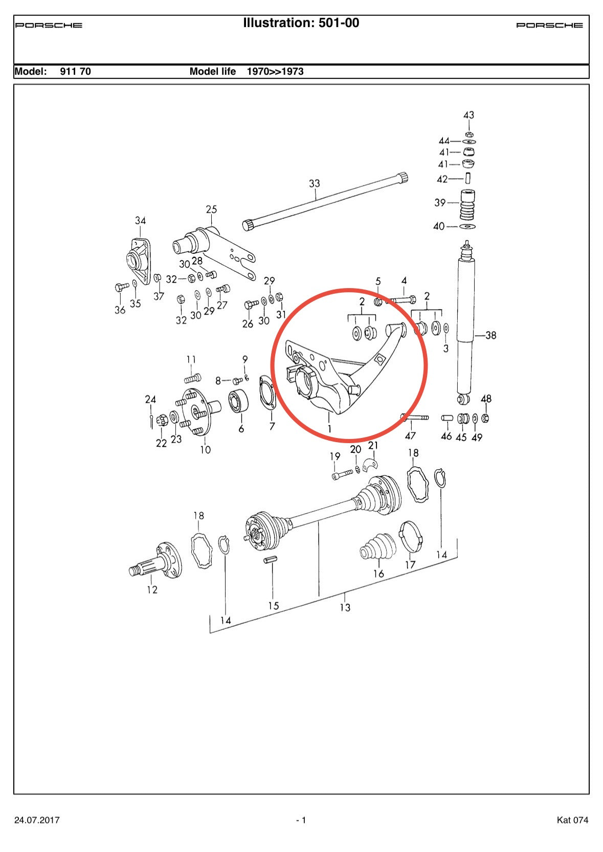 Pair of refurbished genuine Porsche rear-axle trailing arms for 911 F-model (1969-1973)