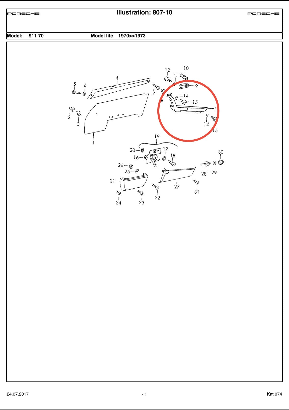911 driver's armrest no handle LHD