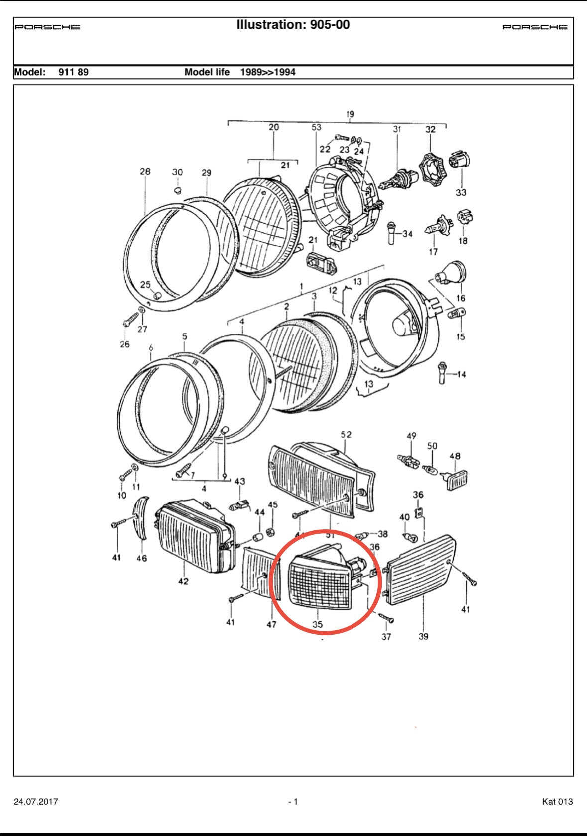 Bosch front RH turn indicator assembly for Porsche 911 (964) ‘89-‘94