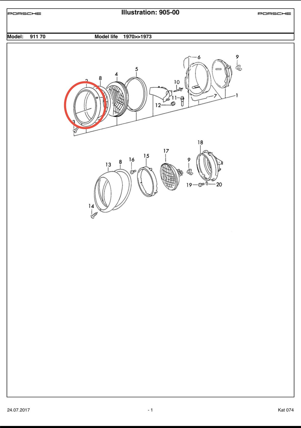Chrome headlight ring for 911/912