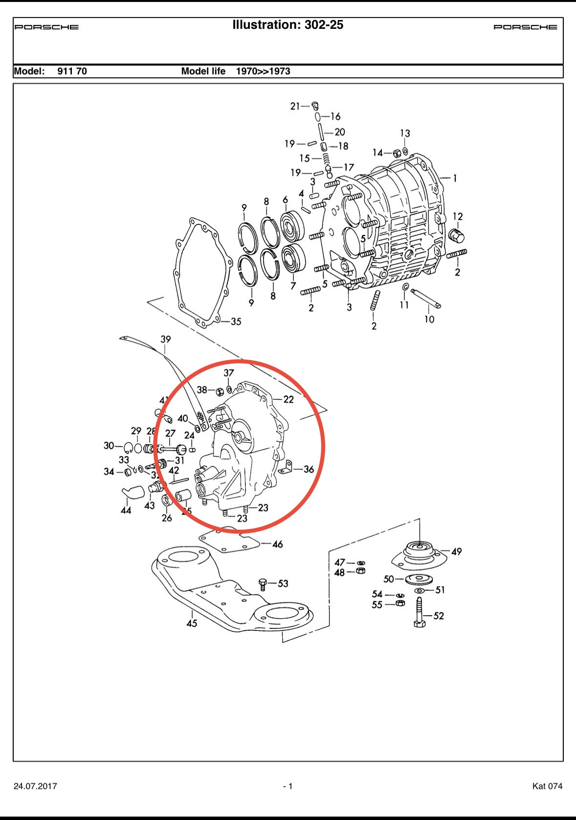Genuine Porsche transmission end cover for type 915 gearbox