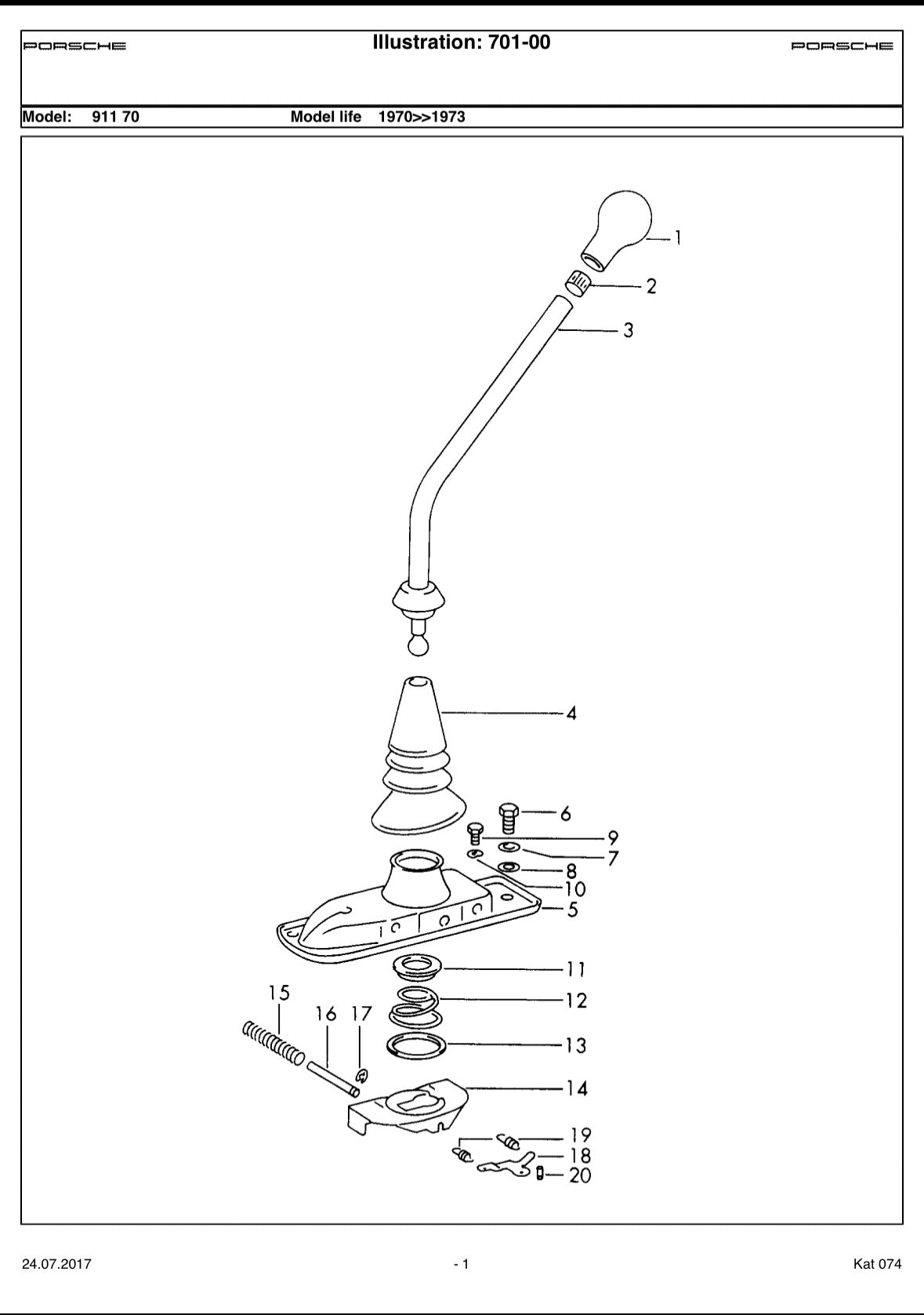Genuine Porsche 901/915 shifter for 911 F-model (1971-72)