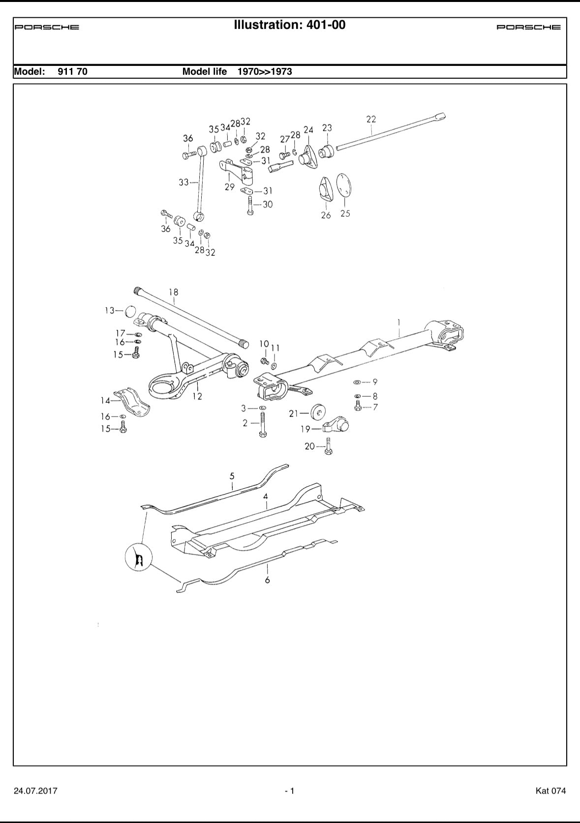 Genuine Porsche complete front axle for 911 (1972-77)