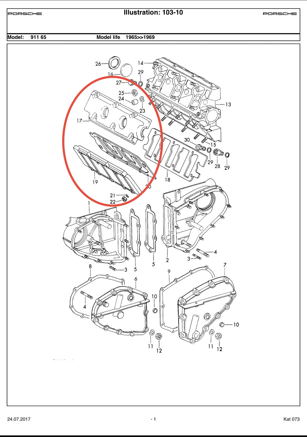 Genuine Porsche upper & lower twin-plug valve covers for 911 F-model (1965-66)