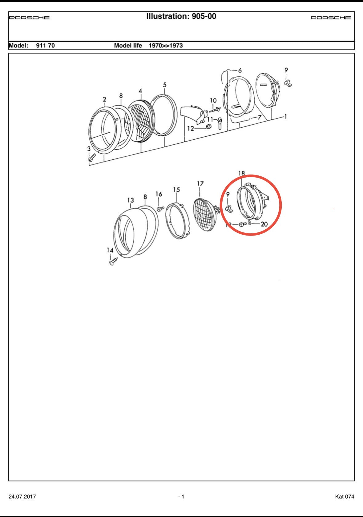 Hella SB3 headlamp mounting plates for Porsche 911 & 912