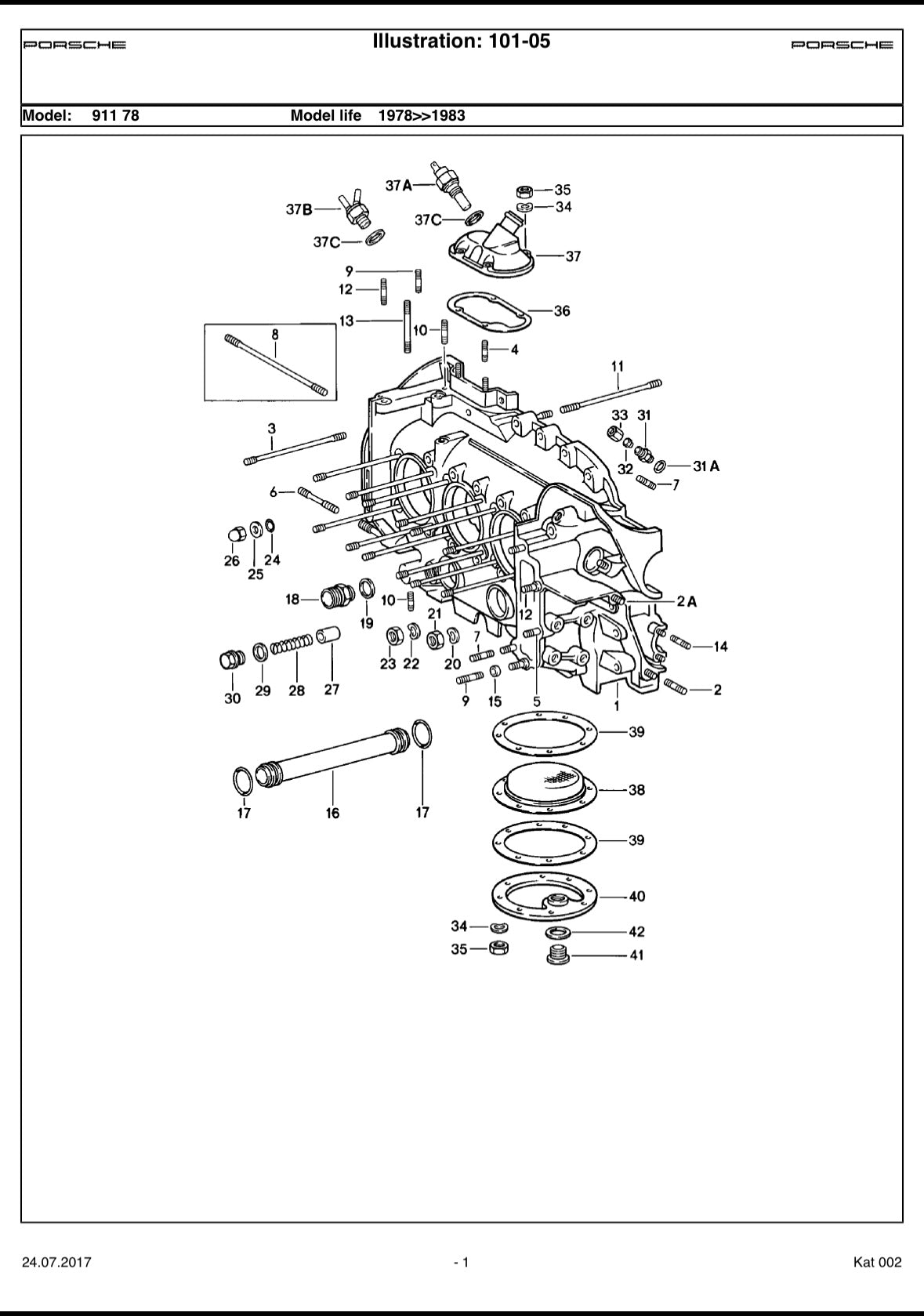 Pair of Porsche type 930/64 crankcases for 1979 MY 3.3 turbo