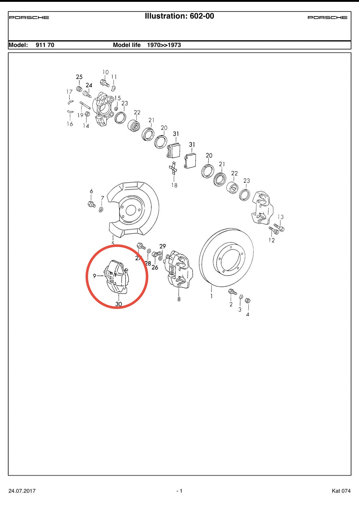 Pair of genuine Porsche Ate early S aluminium front callipers for 911 F- & G-model (1972-77)