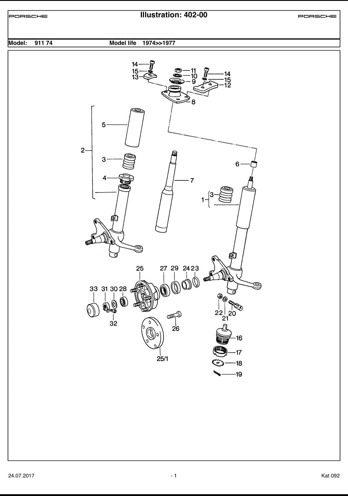 Pair of genuine Porsche Koni shock absorber struts for F- & G-model 911 (1972-1977)