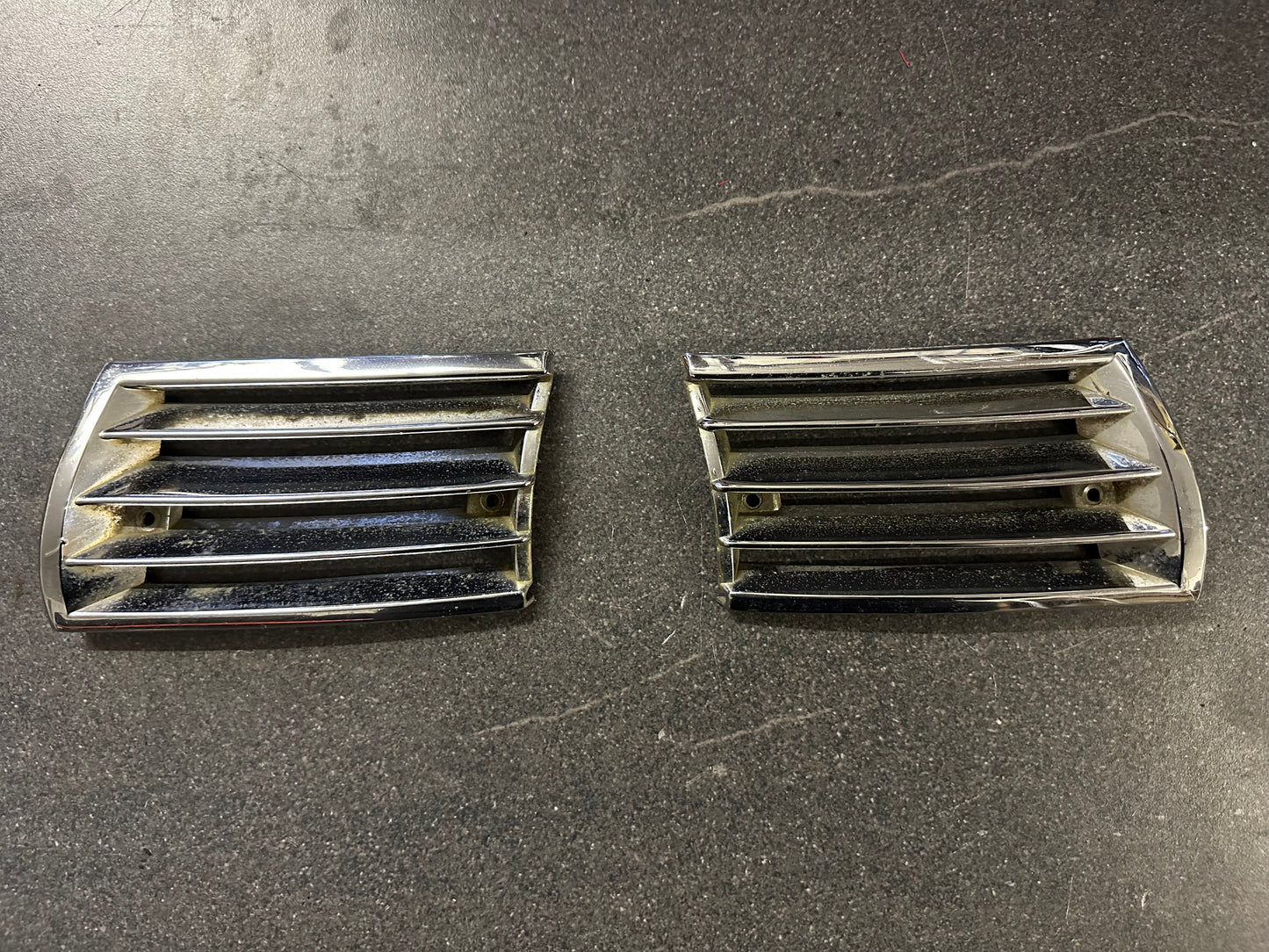 Pair of genuine Porsche chrome horn grilles for 911 F-model (1969-72)