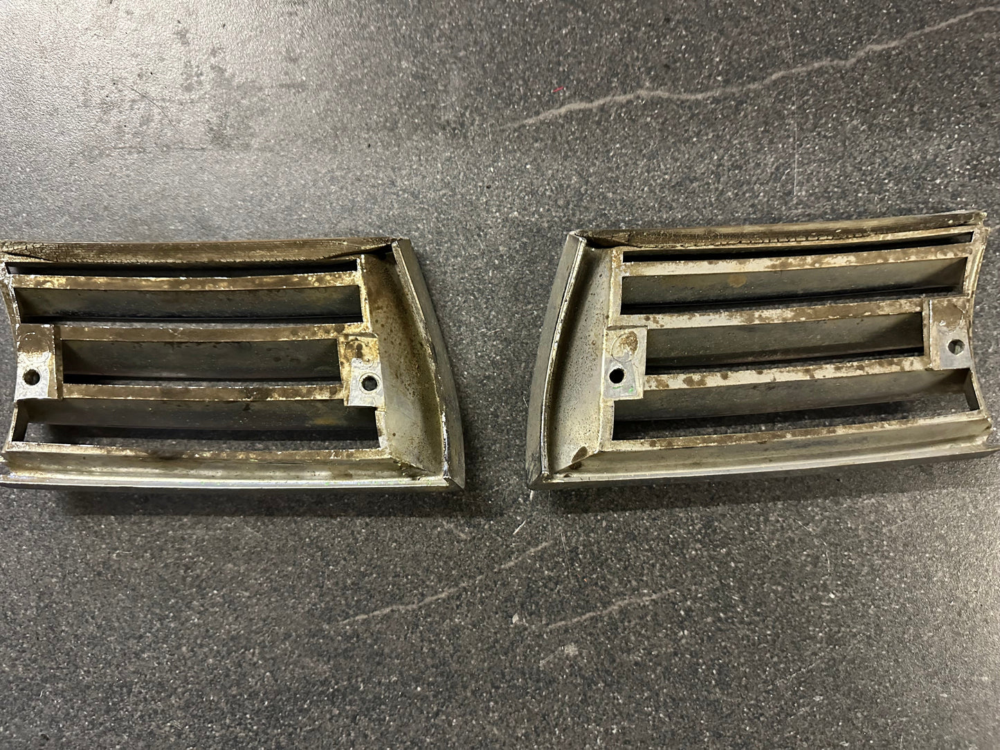 Pair of genuine Porsche chrome horn grilles for 911 F-model (1969-72)