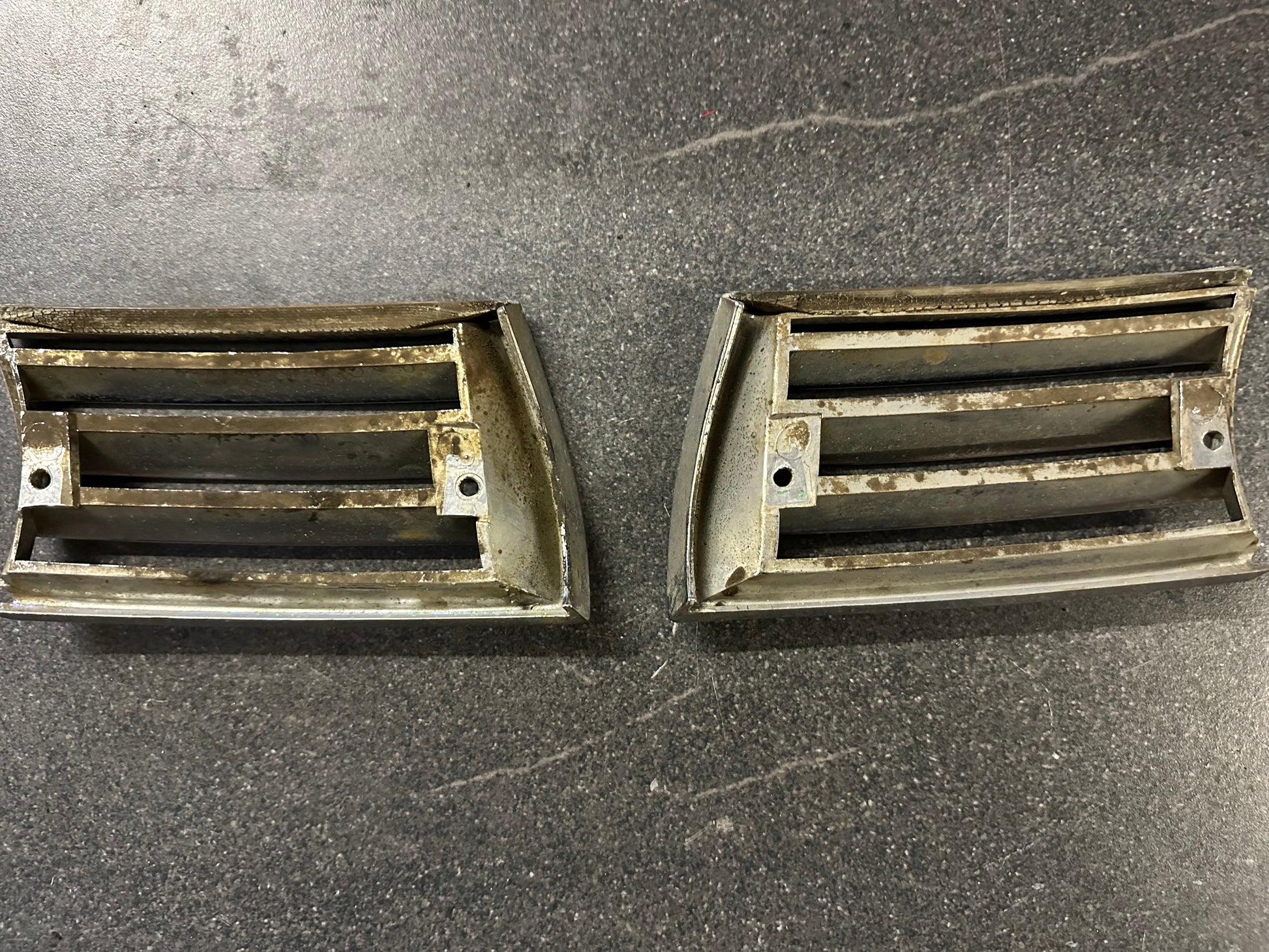 Pair of genuine Porsche chrome horn grilles for 911 F-model (1969-72)