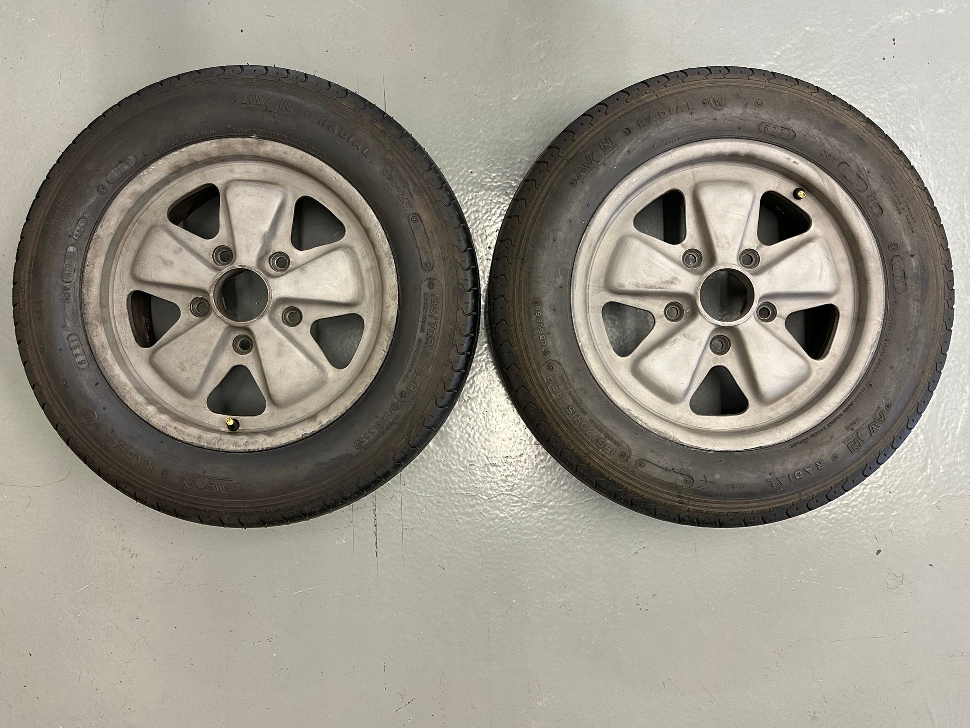 Pair of genuine Porsche flat 6J x 15” Fuchs for 911 (2.7 Carrera G-model), p/n 911.361.020.10