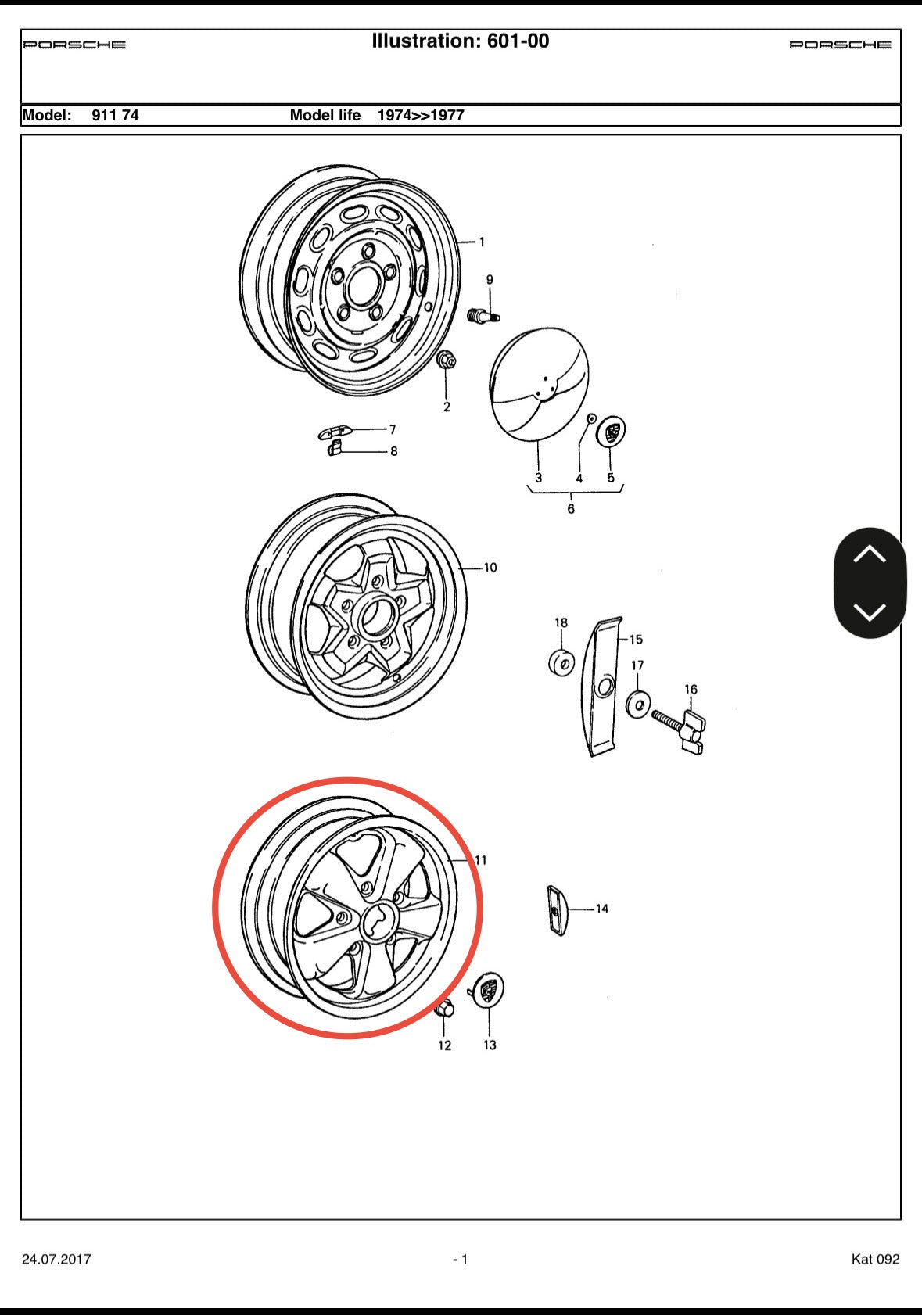Pair of genuine Porsche flat 6J x 15” Fuchs for 911 (2.7 Carrera G-model), p/n 911.361.020.10