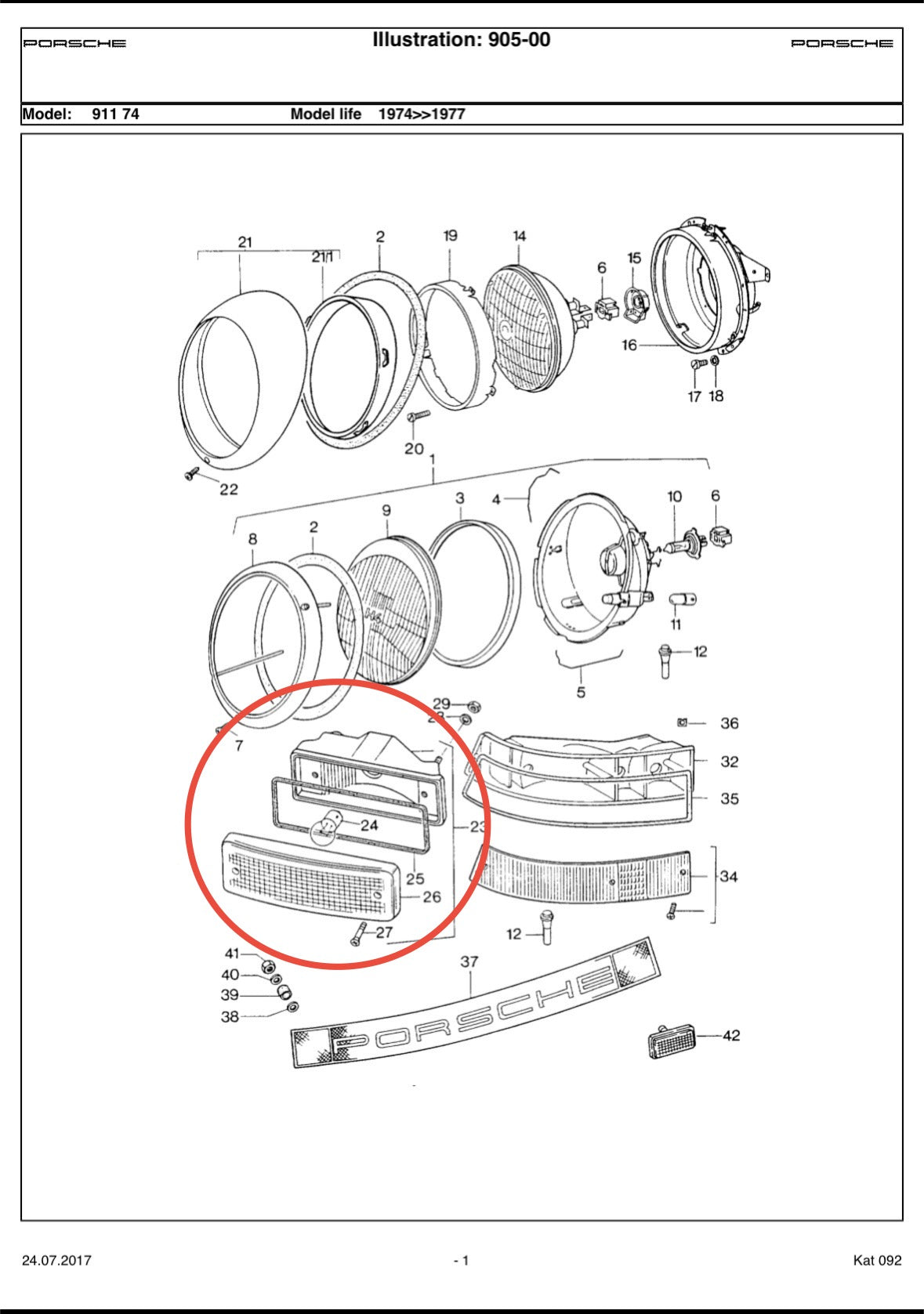 Porsche 911 (G Model) front direction indicator light