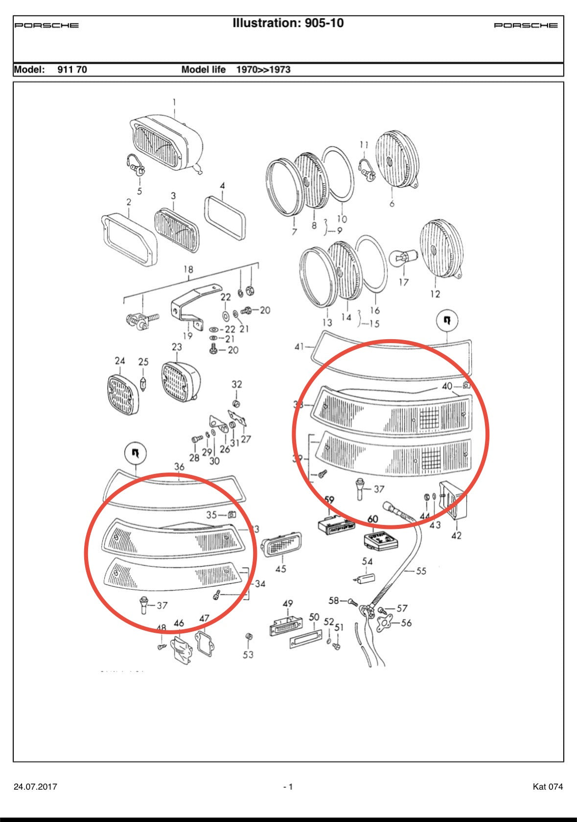Set of front & rear turn indicator lenses (US) ‘69-‘72