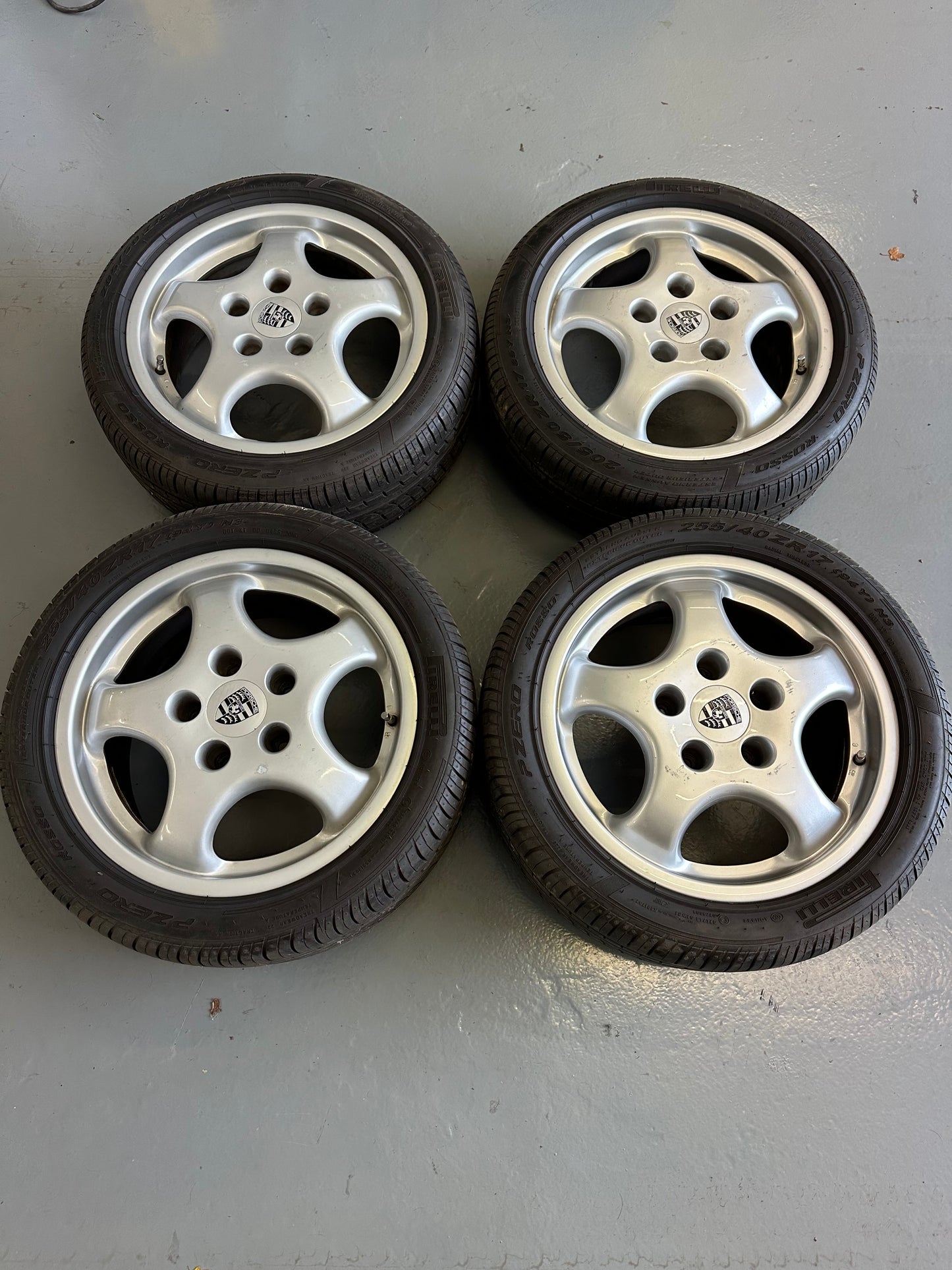 Set of genuine Porsche 7J x 17" & 8J x17" Cup 1 alloy rims