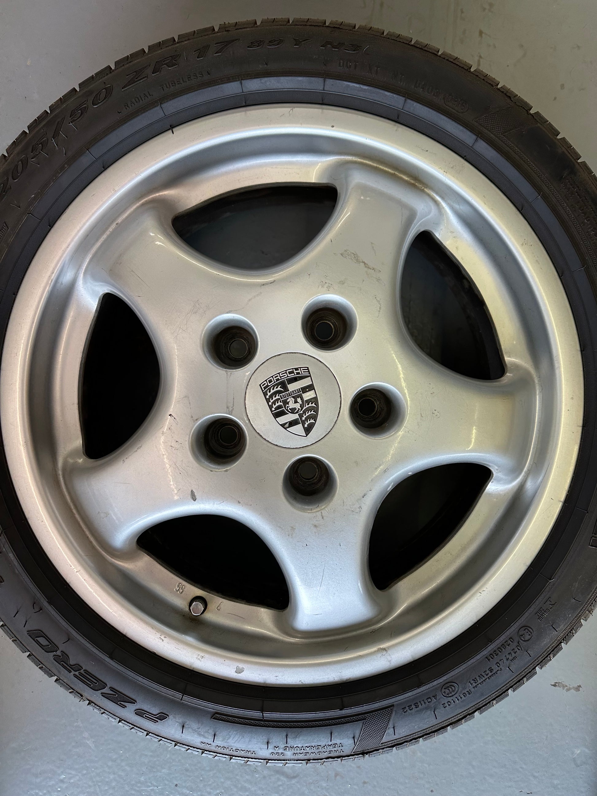 Set of genuine Porsche 7J x 17" & 8J x17" Cup 1 alloy rims