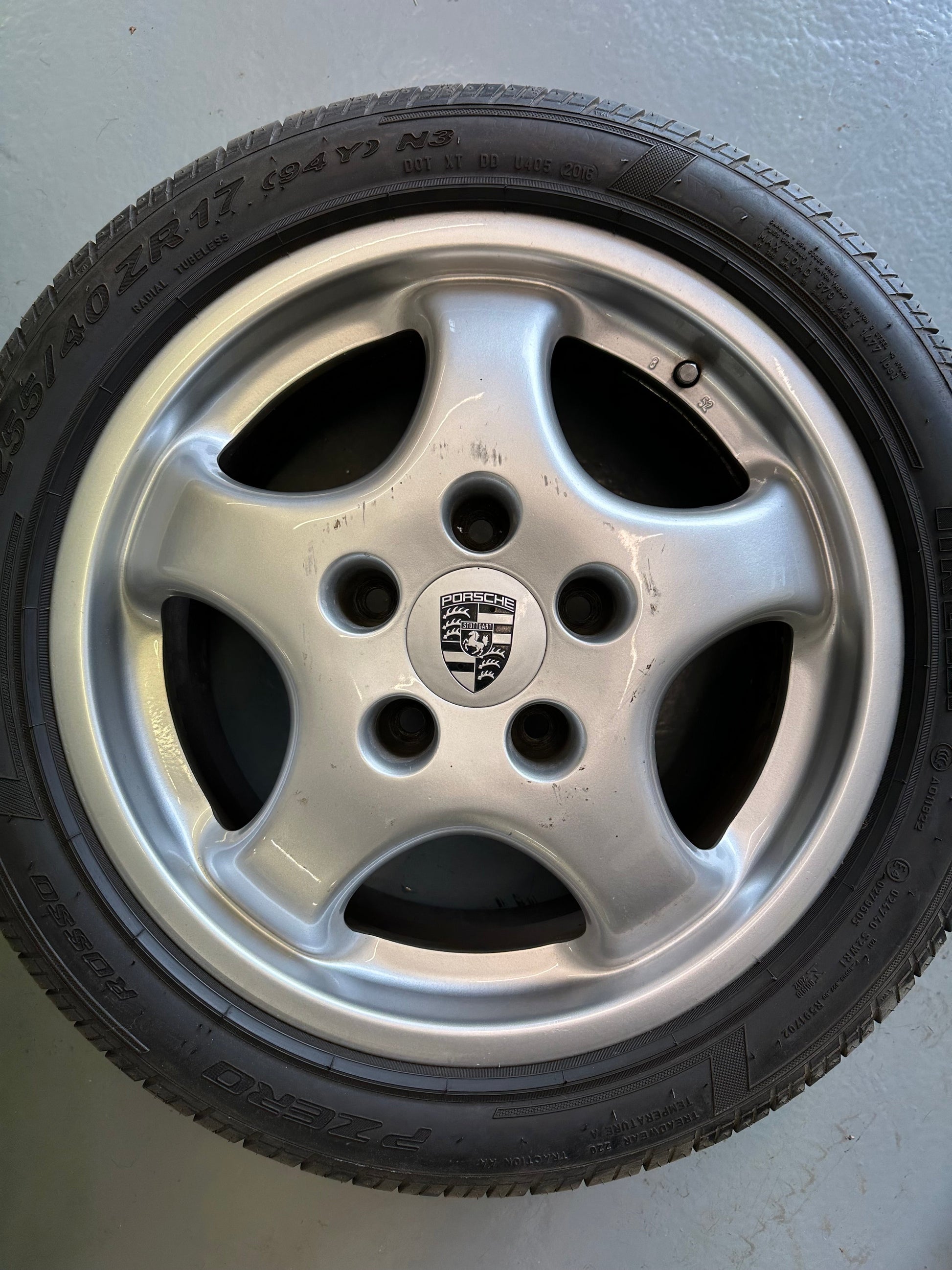 Set of genuine Porsche 7J x 17" & 8J x17" Cup 1 alloy rims